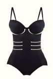 Black Fashion Sexy Solid Patchwork Backless Bustiers