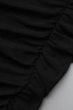 Khaki Sexy Solid Patchwork Durchsichtiger Falten-O-Ausschnitt Langarm Dreiteilig