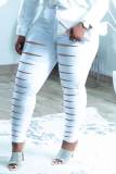 Белые сексуальные уличные однотонные рваные выдолбленные джинсы в стиле пэчворк с высокой талией