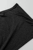 ブラックファッションカジュアルソリッドベーシックOネックハーランジャンプスーツ