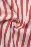 Stripe Casual Print Patchwork Schnalle Umlegekragen Kleider