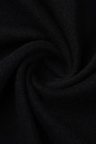 Camisetas con cuello en O de patchwork con estampado casual negro