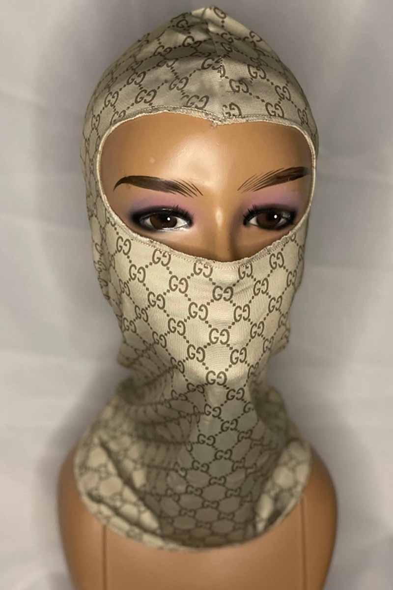 

Khaki Fashion Sportswear Print Letter Riding Mask
