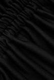 Черная сексуальная однотонная повязка с выдолбленным пэчворком с длинным рукавом с открытыми плечами из двух частей