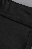 Черная сексуальная однотонная повязка с выдолбленным пэчворком с длинным рукавом с открытыми плечами из двух частей