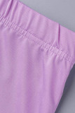 Due pezzi viola chiaro con stampa patchwork con spacco e scollo a V, maniche corte