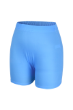 Pantalones pitillo de cintura alta con estampado de moda azul claro