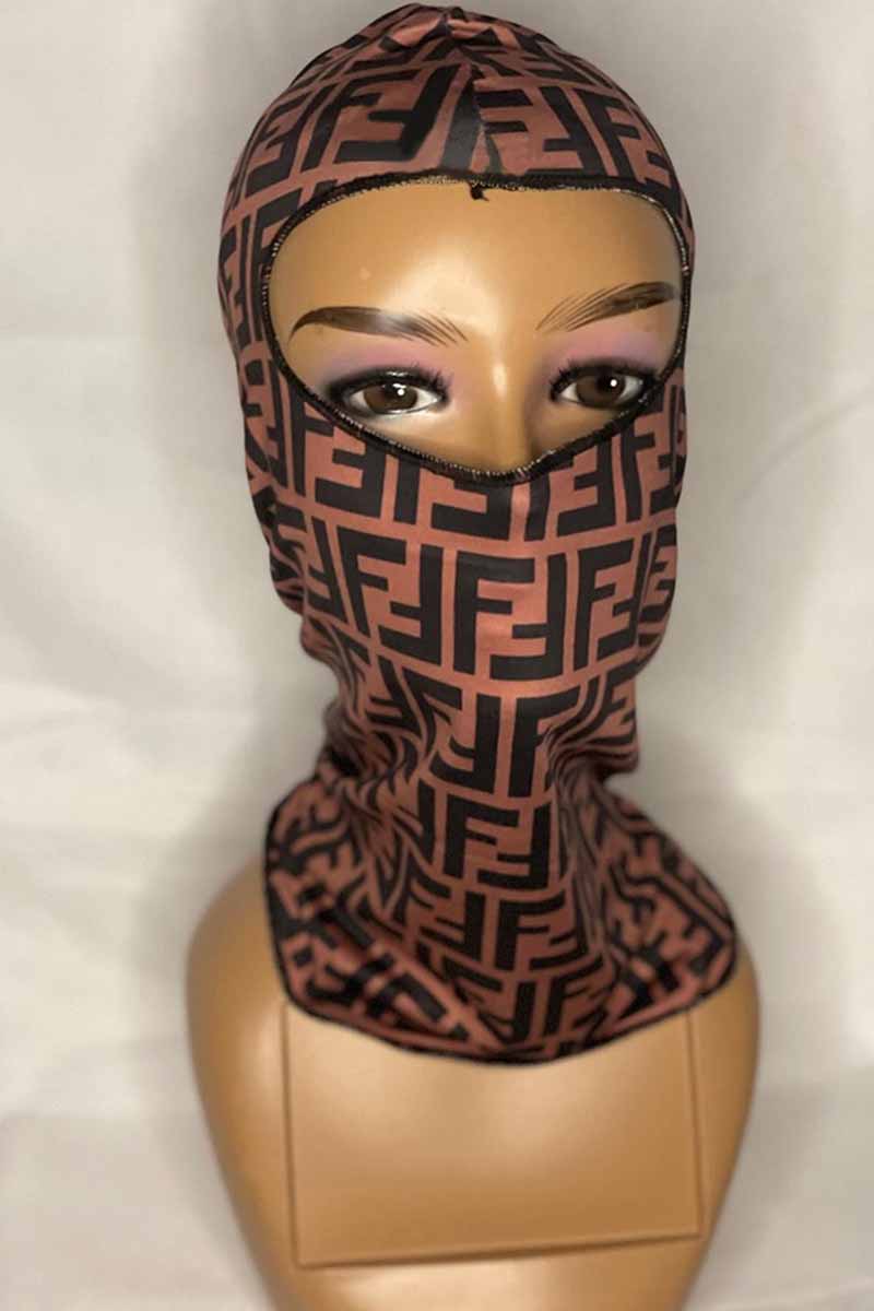 

Dark Brown Fashion Sportswear Print Letter Riding Mask