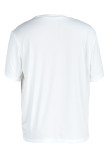 T-shirt con scollo a V con stampa casual bianca alla moda