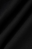 Macacão preto fashion casual sólido vazado com alça de espaguete tamanho grande (sem tops)