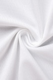 T-shirts blancs à col en V et cardigan imprimé décontracté à la mode