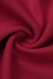 Rote Art- und Weisebeiläufige feste Troddel-Patchwork-Schlitz-O-Ansatz-Bleistift-Rock-Kleider