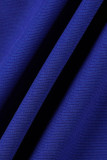 Синяя мода повседневная сплошная кисточка лоскутное платье с разрезом и круглым вырезом юбка-карандаш платья
