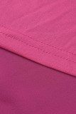 Rose Red Sexy Solid Patchwork Fold Asymmetrische A-Linien-Kleider