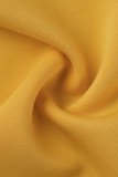 Tops tamanho grande amarelo moda casual patchwork sólido com gola O