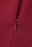 Red Fashion Casual Solid Tassel Patchwork Split O-hals Kokerrok Jurken