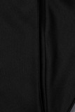 ブラックファッションカジュアルソリッドホローアウトスパゲッティストラッププラスサイズジャンプスーツ（トップスなし）