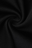Macacão preto fashion casual sólido vazado com alça de espaguete tamanho grande (sem tops)