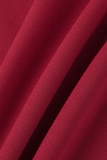 Red Fashion Casual Solid Tassel Patchwork Split O-hals Kokerrok Jurken