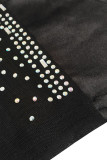 Vestidos de saia de um passo preto sexy em patchwork transparente perfurado a quente