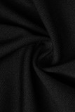 Barboteuse skinny noire sexy en patchwork uni à col en V