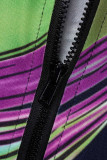 Grün Sexy Print Patchwork O-Ausschnitt One Step Rock Kleider in Übergröße