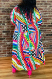 Pardessus de grande taille en patchwork d'impression décontractée de couleur à la mode