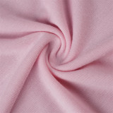 rosa moda casual carta estampado patchwork o cuello manga corta dos piezas
