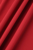 Vestidos de saia lápis vermelho sexy sólido com alça de espaguete e abertura alta