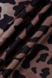 Imprimé léopard Sexy imprimé léopard évidé Patchwork col Oblique barboteuses régulières