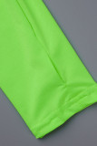 Fluorescerande Rosa Sexiga Sportkläder Solid Patchwork Asymmetrisk O-hals Skinny Rompers