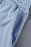 Bleu Clair Sexy Patchwork Solide Sans Bretelles Grande Taille Trois Pièces