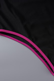 Черный/розовый модный сексуальный однотонный купальник в стиле пэчворк с открытой спиной (с прокладками)