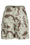 Camouflage Mode Casual Camouflage Print Patchwork Regular Shorts met hoge taille