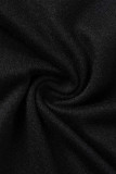 Черный модный повседневный принт в стиле пэчворк с круглым вырезом и коротким рукавом плюс размер из двух частей