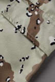 Camouflage Mode Casual Camouflage Print Patchwork Vanliga shorts med hög midja