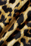 Tigermönster Mode Sexigt tryck slits av axeln Långärmade klänningar