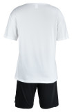 黒と白のファッションカジュアルレタープリントパッチワークOネック半袖プラスサイズツーピース