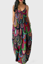 Многоцветное модное сексуальное длинное платье с открытой спиной на тонких бретелях