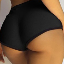 Short cintura alta skinny estampado preto casual patchwork sólido