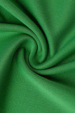 Due pezzi manica corta o collo piega casual solido patchwork verde due pezzi