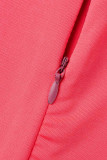 Флуоресцентный розовый сексуальный спортивный костюм, однотонный лоскутный асимметричный узкий комбинезон с круглым вырезом