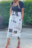 Камуфляжная модная повседневная юбка с высокой талией и принтом в стиле пэчворк