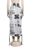 Camouflage Fashion Casual Print Patchwork Draw String Regular High Waist Skirt