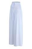 Pantalones de color sólido de pierna ancha de cintura alta con pliegues de patchwork sólido casual blanco