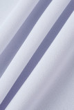 Weiße, lässige, solide Patchwork-Falte mit hoher Taille und weitem Bein, einfarbige Unterteile