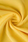 Amarillo Casual Elegante Sólido Patchwork Doblar Fuera Del Hombro Vestidos Rectos