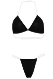 Maillots de bain patchwork noirs sexy solides