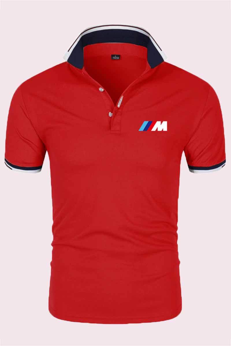 

Red Fashion Casual Print Letter POLO collar Tops
