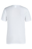 Blå Mode Casual Cartoon Print Basic O-hals T-shirts